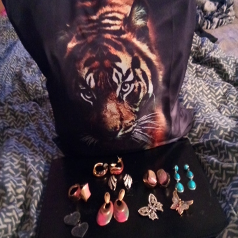 Pairs of earrings with two butterfly pins